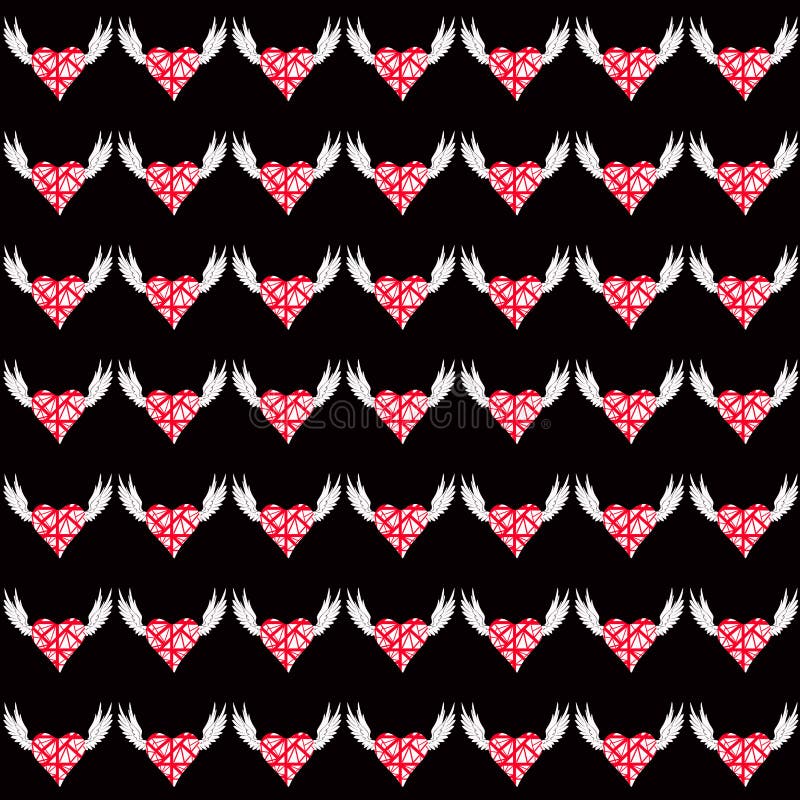 Coeur avec des ailes d'ange sur le fond noir illustration de vecteur Coeur avec des ailes d'ange sur le fond noir illustration de vecteur