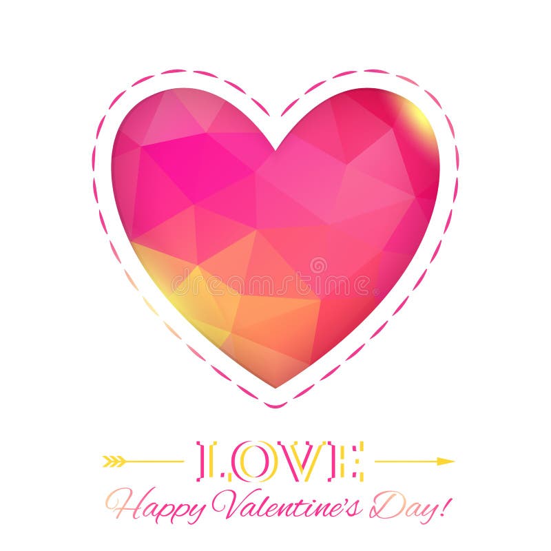 Coeur. Carte heureuse de Saint-Valentin dans le style polygonal. Calibre f illustration stock Coeur. Carte heureuse de Saint-Valentin dans le style polygonal. Calibre f illustration stock