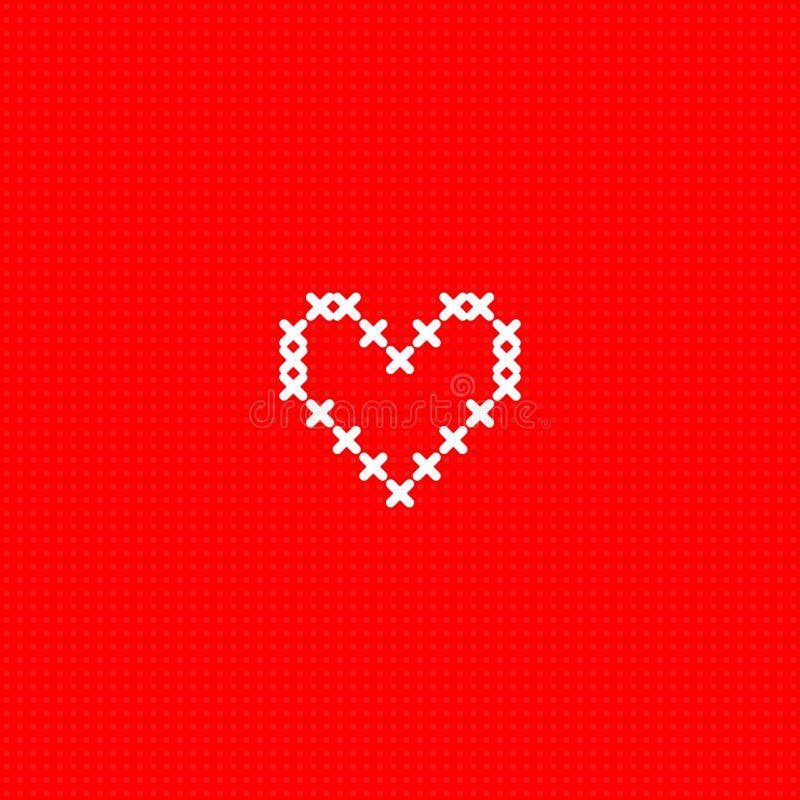 Coeur croisé mignon simple blanc de point sur le calibre rouge de carte de toile, vecteur illustration de vecteur Coeur croisé mignon simple blanc de point sur le calibre rouge de carte de toile, vecteur illustration de vecteur