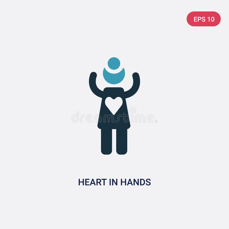 Coeur de deux couleurs dans l'icône de vecteur de mains du concept de personnes le coeur bleu d'isolement dans le symbole de sign illustration de vecteur Coeur de deux couleurs dans l'icône de vecteur de mains du concept de personnes le coeur bleu d'isolement dans le symbole de sign illustration de vecteur