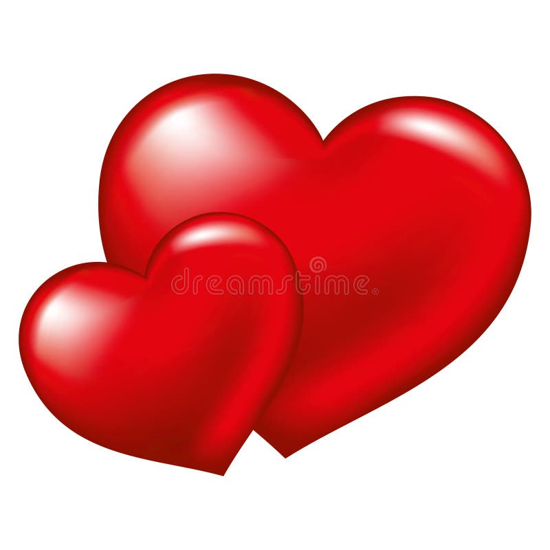 Coeur De Deux Rouges, Symbole De L'amour Illustration de Vecteur