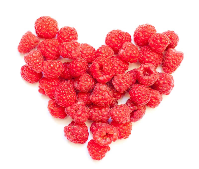 Coeur de framboises photographie stock libre de droits Coeur de framboises photographie stock libre de droits