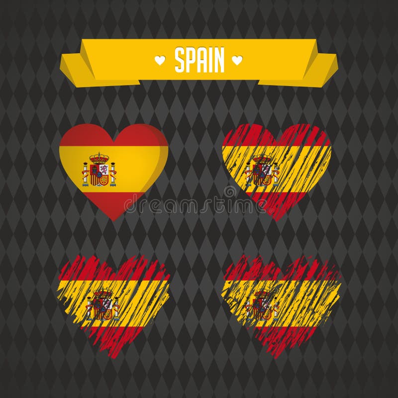Coeur de l'Espagne avec le drapeau à l'intérieur Symboles graphiques grunges de vecteur illustration libre de droits Coeur de l'Espagne avec le drapeau à l'intérieur Symboles graphiques grunges de vecteur illustration libre de droits