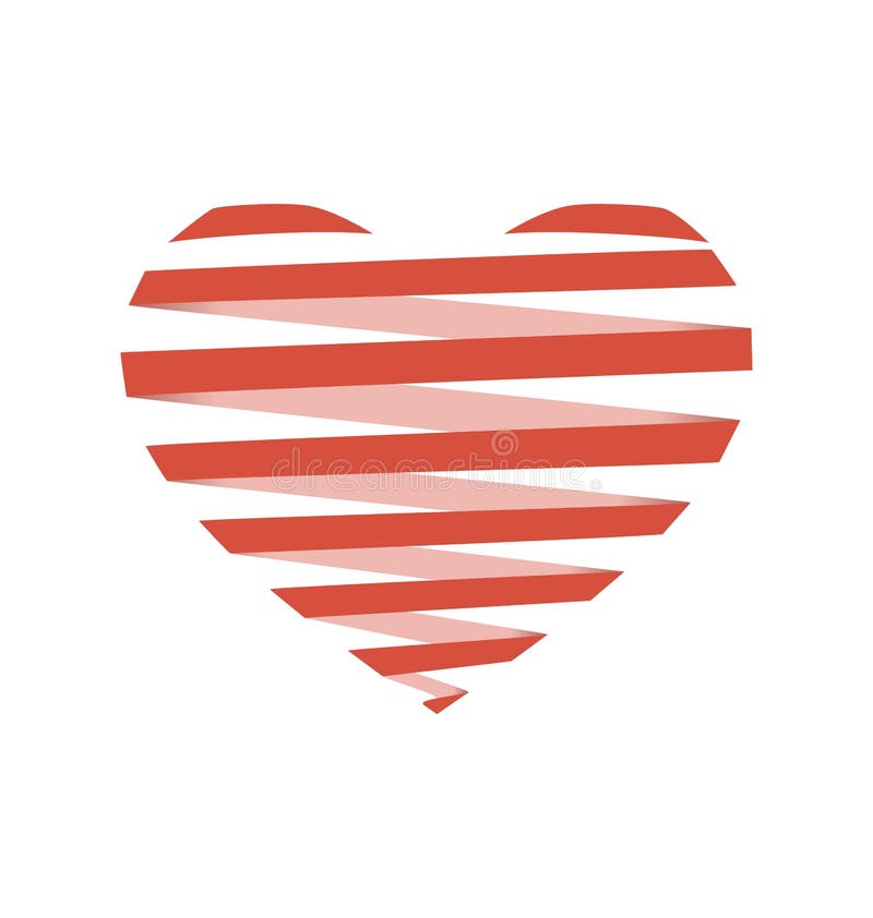 Coeur en spirale plat rouge comme l'origami d'isolement sur le blanc illustration stock Coeur en spirale plat rouge comme l'origami d'isolement sur le blanc illustration stock
