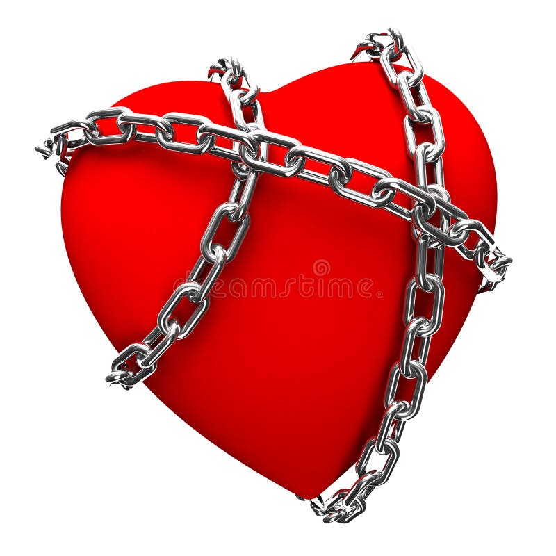 Chained heart 3d image isolated on white. Chained heart 3d image isolated on white