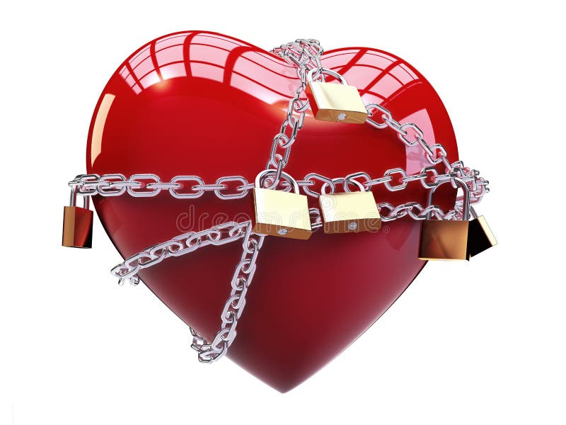 Isolated chained heart on white background. Isolated chained heart on white background