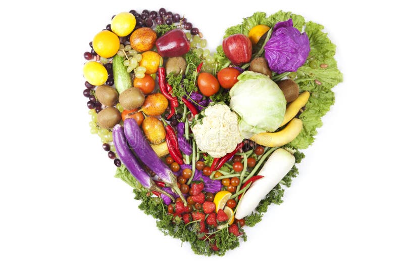Coeur fait de fruits et légumes photo libre de droits Coeur fait de fruits et légumes photo libre de droits