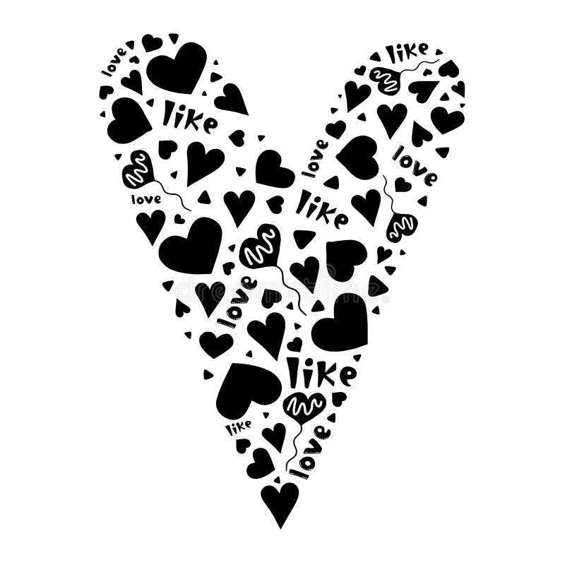 Coeur Noir Des Coeurs Des Mots Et Des Ballons Mignons Illustration De Vecteur Illustration Du Conception Amusement Coeur Noir Des Coeurs Des Mots Et Des Ballons Mignons Illustration De Vecteur Illustration Du Conception Amusement
