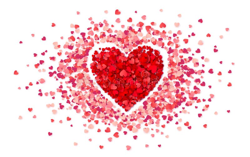 Coeur pourpre de confettis dans le cadre de petits coeurs roses, calibre de carte de jour de valentines de vecteur illustration stock Coeur pourpre de confettis dans le cadre de petits coeurs roses, calibre de carte de jour de valentines de vecteur illustration stock