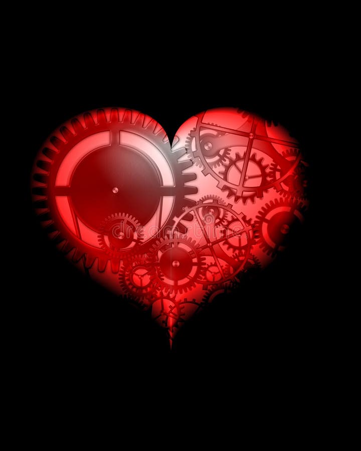 Coeur rouge abstrait de steampunk de conception illustration stock Coeur rouge abstrait de steampunk de conception illustration stock