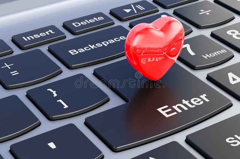 Coeur Rouge Sur Clavier Portable 3d Illustration Stock Illustration du jour, fonte 271003470