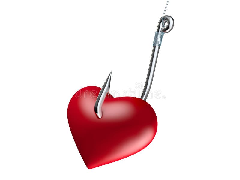Coeur rouge sur l'hameçon d'isolement sur le blanc illustration libre de droits Coeur rouge sur l'hameçon d'isolement sur le blanc illustration libre de droits