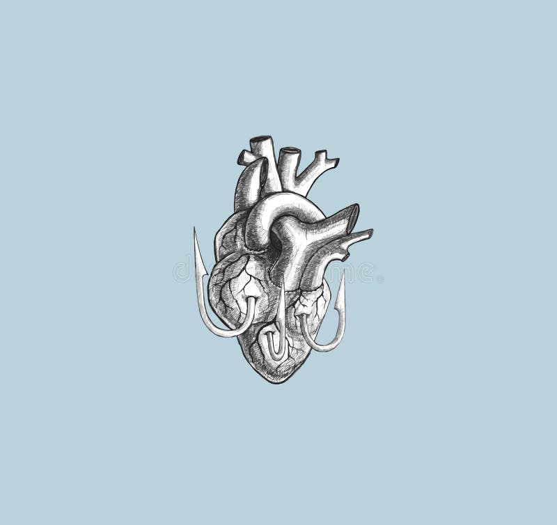 Coeur sur l'hameçon sur le fond de couleur en pastel de ciel bleu Illustra illustration de vecteur Coeur sur l'hameçon sur le fond de couleur en pastel de ciel bleu Illustra illustration de vecteur