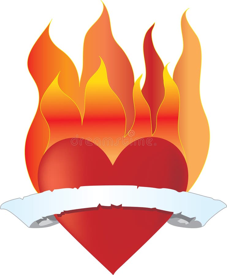 Coeur sur l'incendie illustration de vecteur Coeur sur l'incendie illustration de vecteur