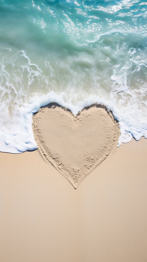 A heart drawn in the sand on a beach. AI generated. A heart drawn in the sand on a beach. AI generated