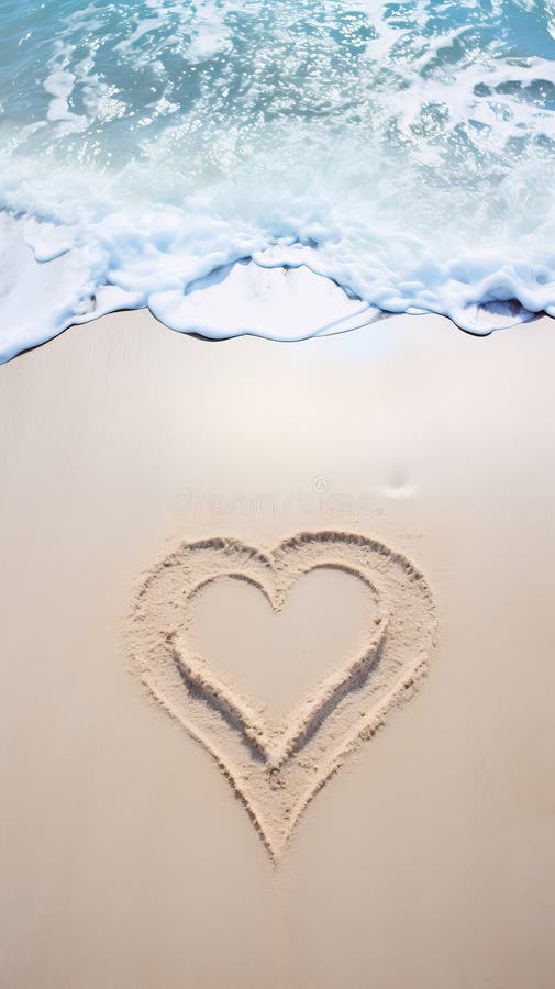 A heart drawn in the sand on a beach. AI generated. A heart drawn in the sand on a beach. AI generated