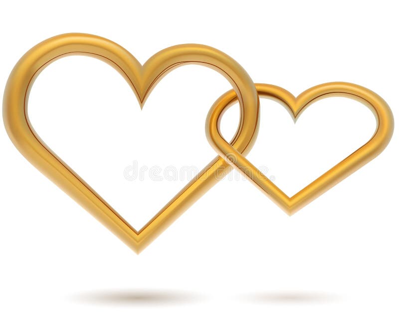 Chained gold hearts template on white background. Chained gold hearts template on white background.