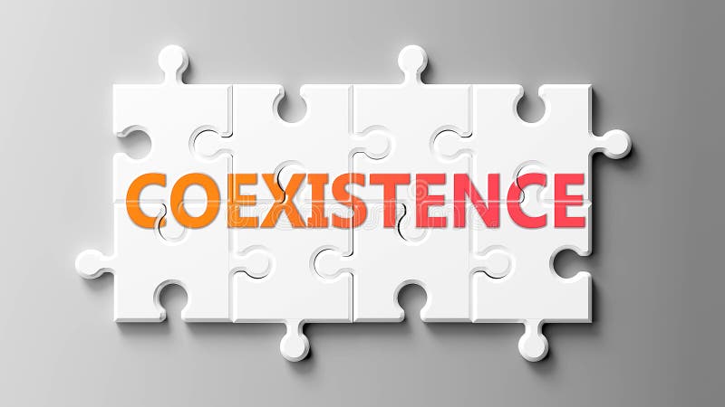 Coexistence complex like a puzzle - pictured as word Coexistence on a puzzle pieces to show that Coexistence can be difficult and