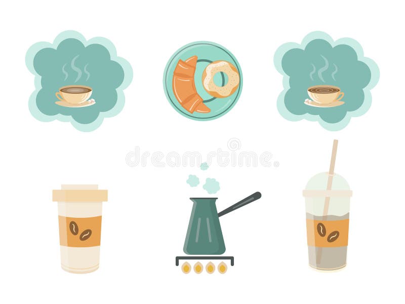 Coffe-Elementsatz für Ihr Kaffeehaus stock abbildung Coffe-Elementsatz für Ihr Kaffeehaus stock abbildung