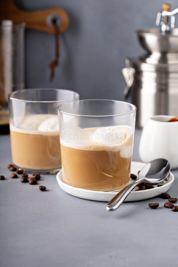 Coffee Affogato with Vanilla Ice Cream Stock Image - Image of cream ...