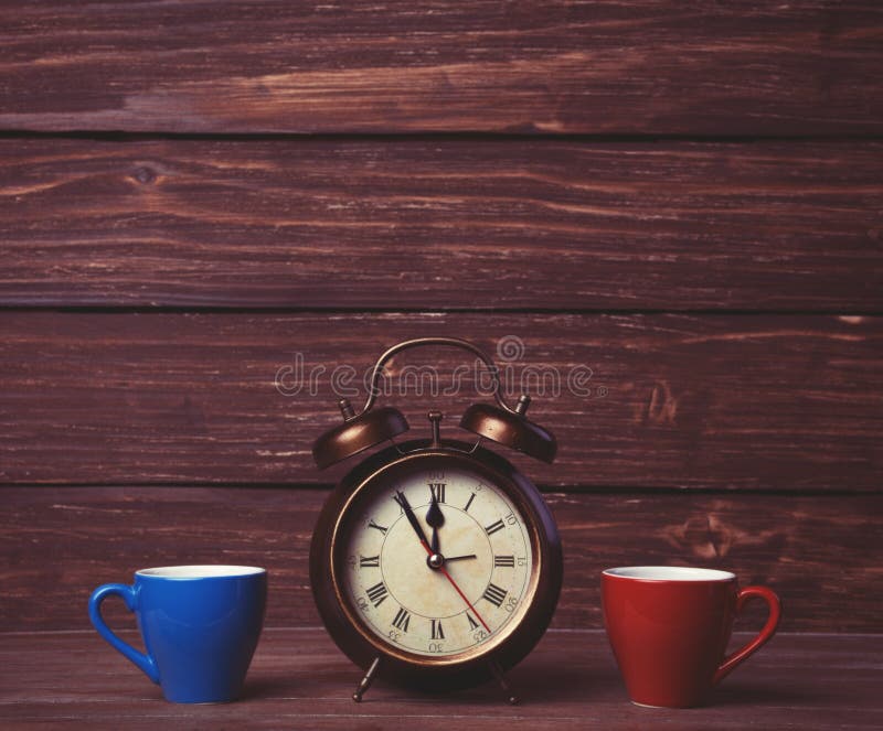 Coffee and alarm clock stock image. Image of analog, metal 41229119