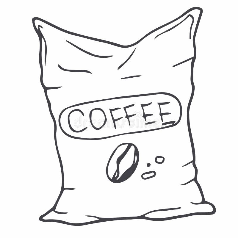 Coffee Bag Doodle Icon. Hand Drawn Package of Coffee Stock Vector