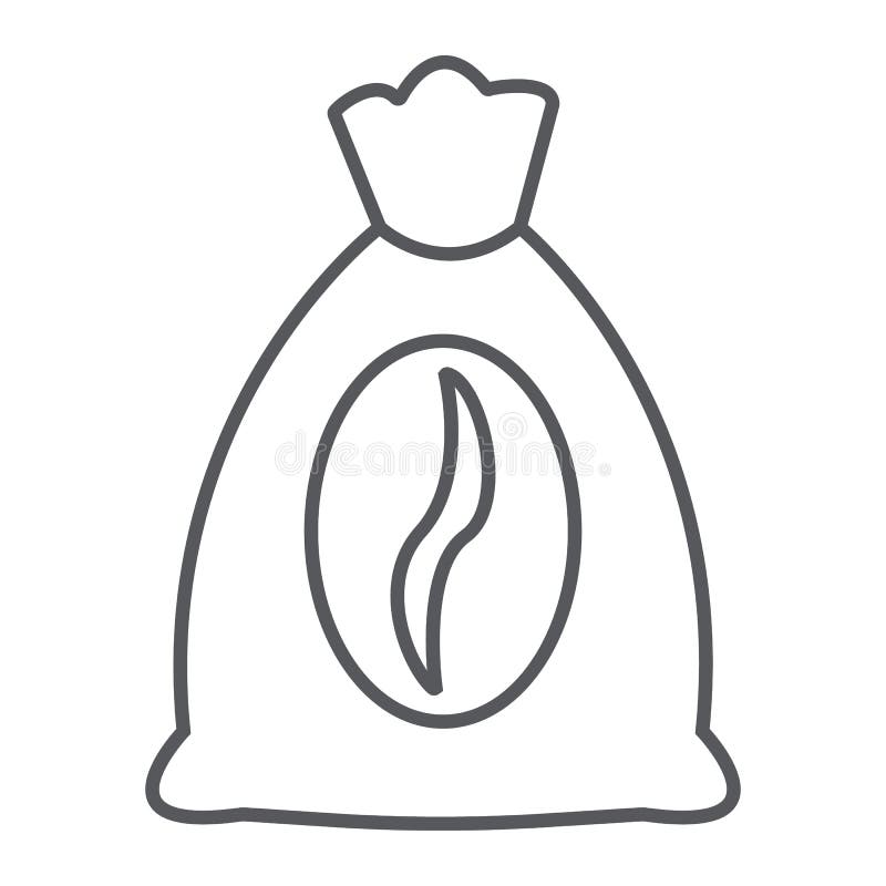 Coffee Sack Thin Line Icon, Coffee and Cafe Stock Vector Illustration