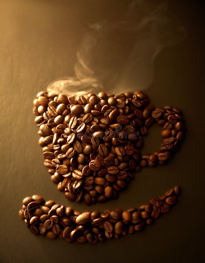 Disposizione dei chicchi di caffè in forma di coppa.