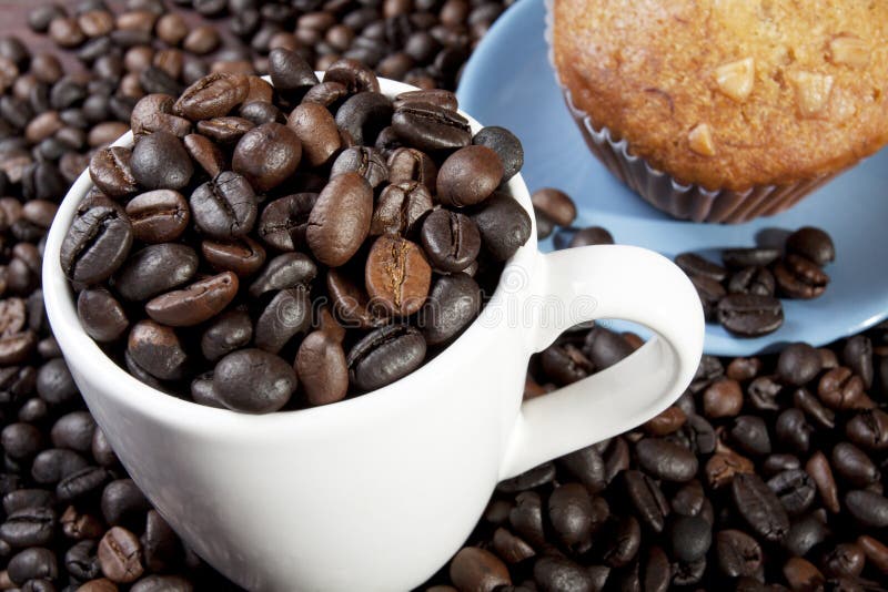 Coffee bean in a cup stock image. Image of fresh, break 20409749