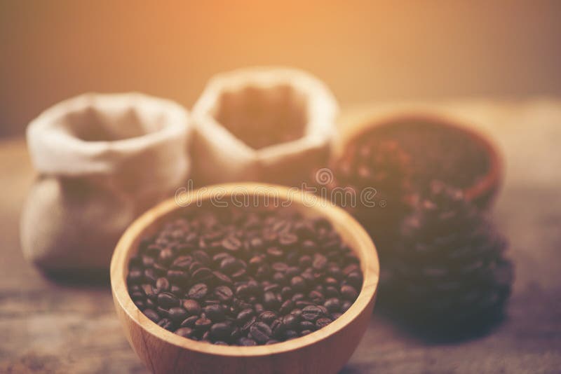 Coffee Bean for Drip Coffee Process, Vintage Filter Image Stock Photo