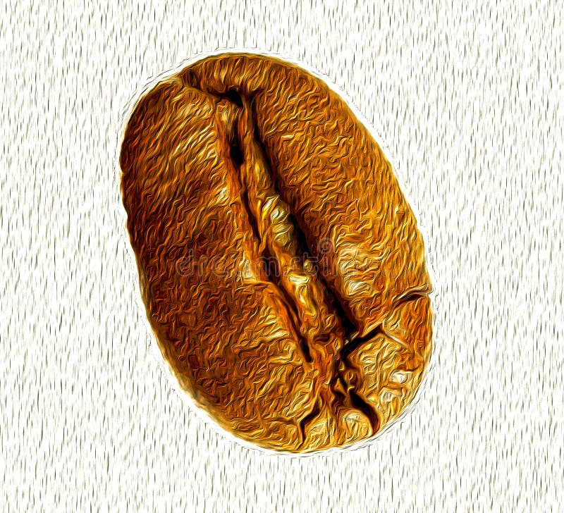 A Coffee Bean Painted with a Brush on a White Background. Stock Image Image of coffee, closeup