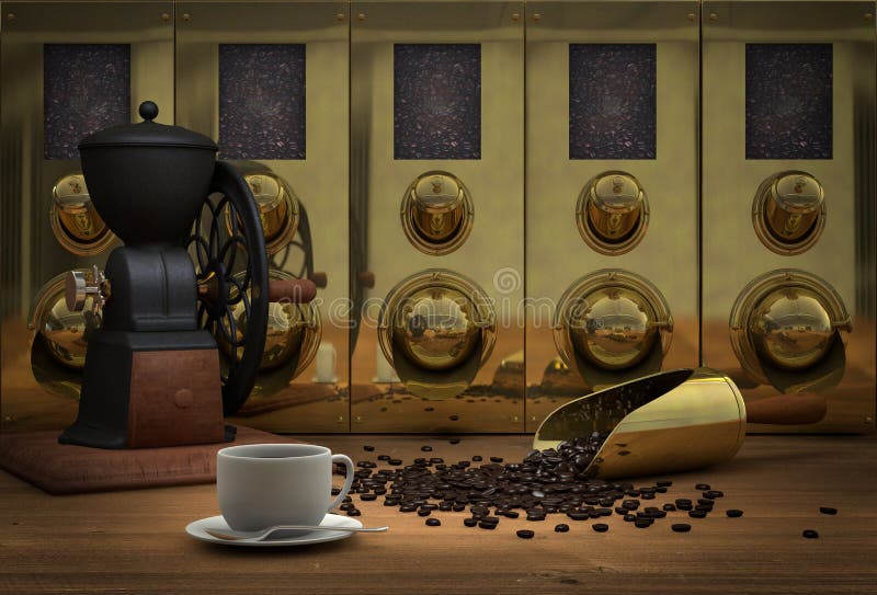 Coffee Bean Silos stock illustration. Illustration of retro 18633398