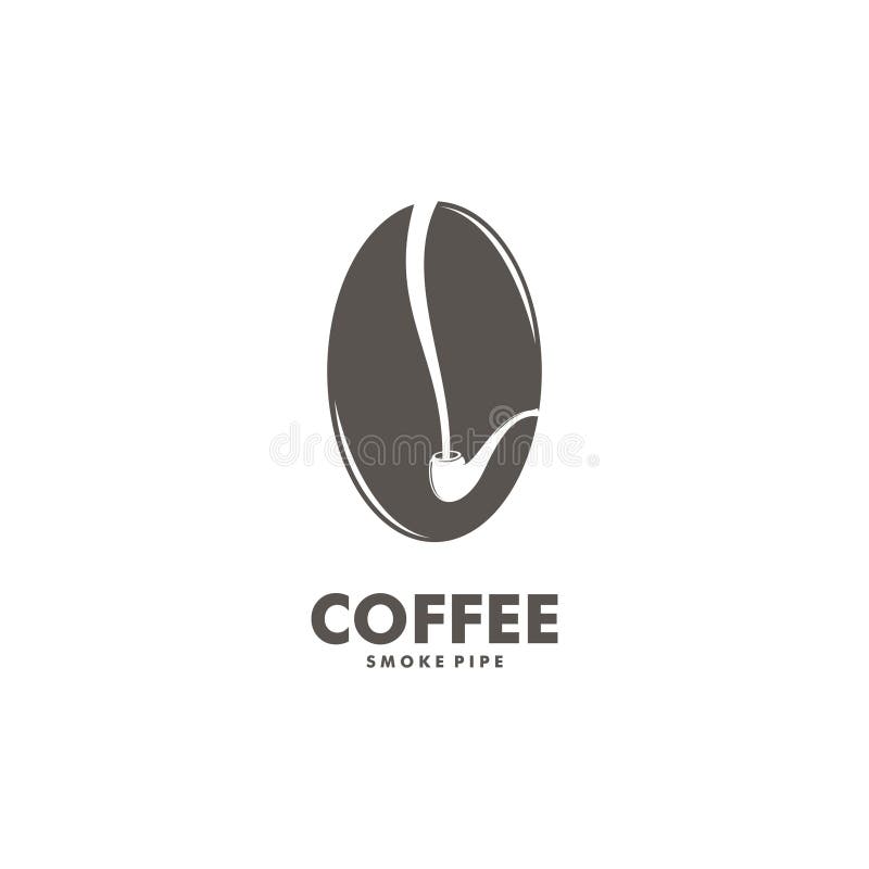Coffee Bean with Smoking Pipe Vector Emitting Smoke. Retro Coffee for