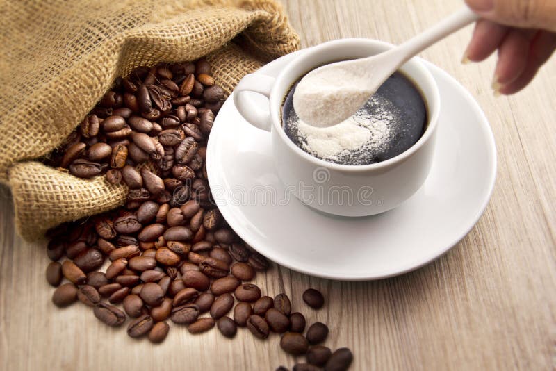 Coffee Bean And A Spoon Milk Powder Stock Photo Image 