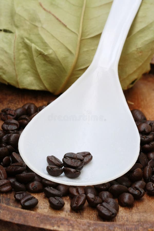 Coffee bean on spoon stock image. Image of aromatherapy 34894225