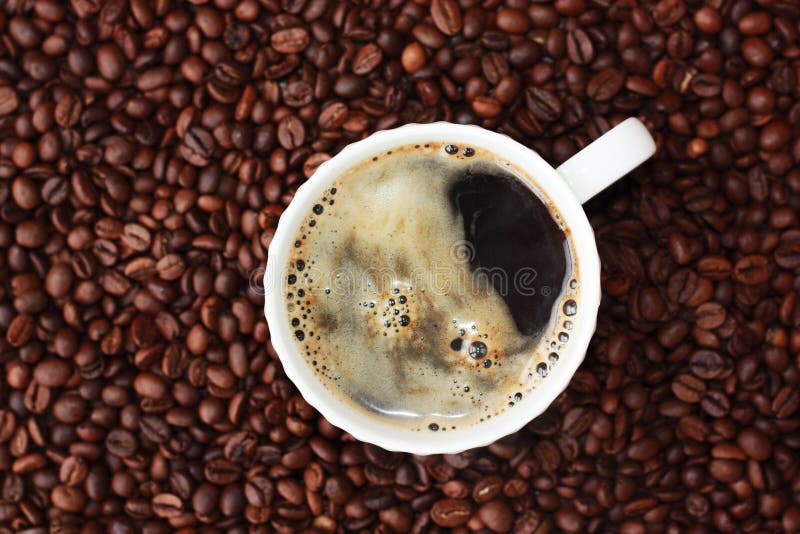 Coffee Beans and Coffee Americano on the Table Stock Image Image of