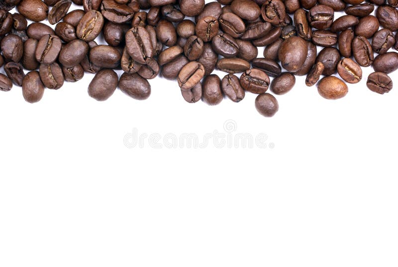 Coffee beans on white background isolated brown caffeine roasted espresso close up bean dark closeup pattern roast mocha grain top