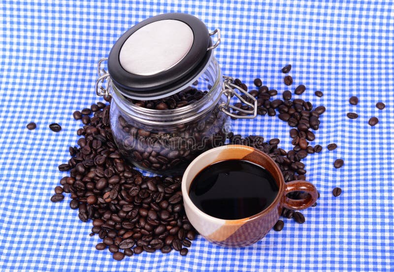 Coffee beans in bottle stock image. Image of drink, dark 79414395