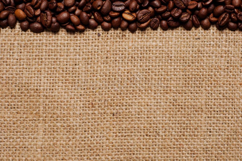 Coffee beans on burlap 1