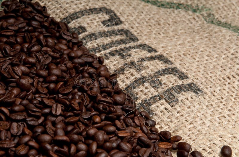 Coffee Beans and Burlap Background