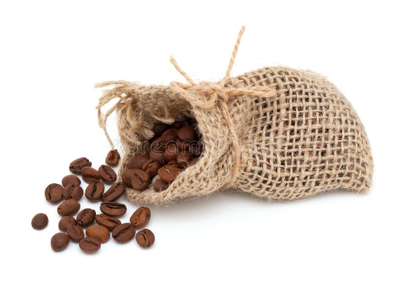 Coffee beans in burlap bag stock photo. Image of espresso 33412626