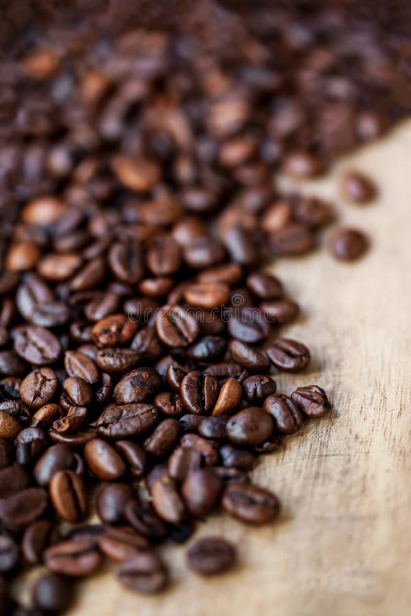 Coffee Beans Caffeine Roasted Brown Espresso Wallpaper Close Up. Stock