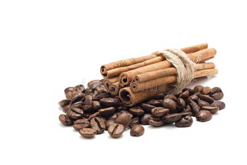 Coffee beans and cinnamon stock image. Image of macro 11037691