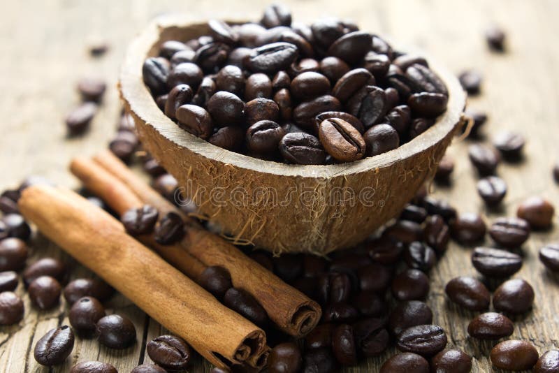 Coffee beans and cinnamon