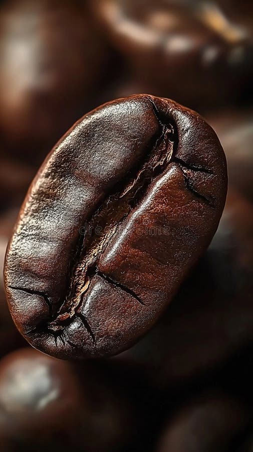 Coffee beans Closeup macro shot in shallow depth of field. Generative Ai stock photography