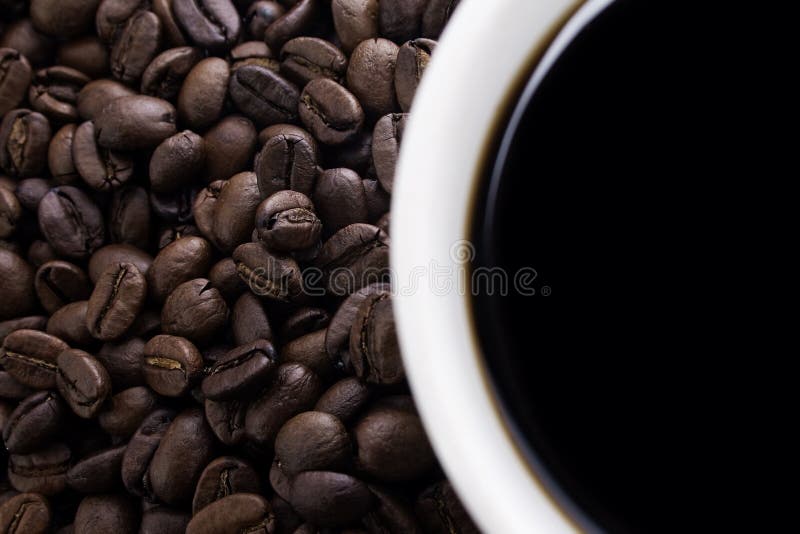 Cup of Coffee with Beans, Cinnamon and Chokolate Stock Image Image of