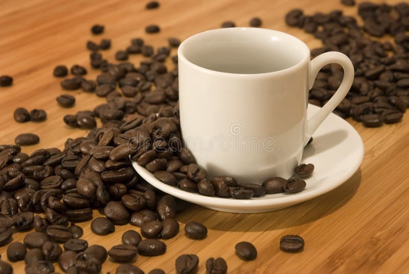 Coffee Beans with Demitasse Espresso Cup