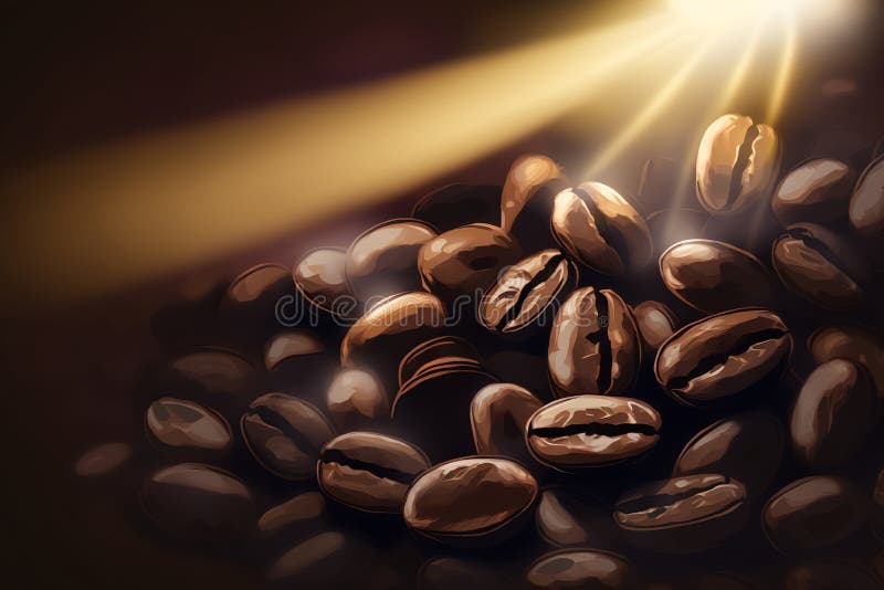 Coffee Beans Drawing. Brown Coffee Bean. Coffee Background. Generative