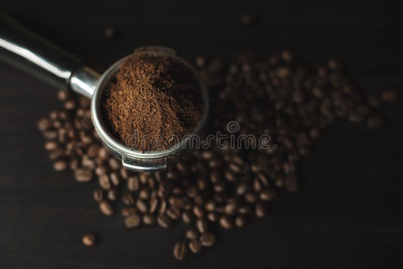 Coffee beans and ground powder