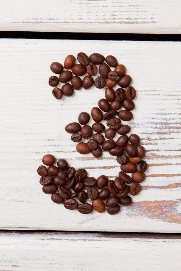 Coffee Beans in the Form of a Number 3. Stock Image - Image of drink ...